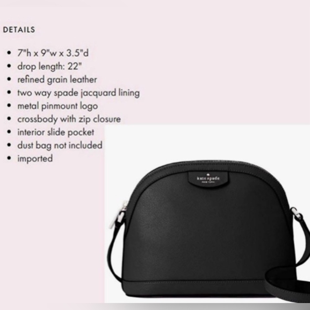Kate Spade Sylvia Dome Pebbled Black Leather Crossbody Purse - Picture 14 of 14